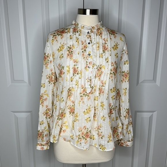 La Vie Rebecca Taylor Madeleine Floral Top Medium - Picture 9 of 12